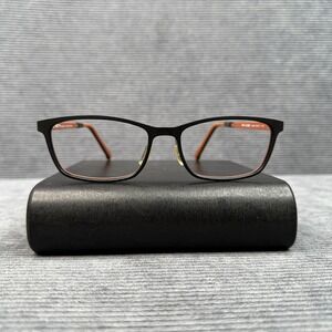 Plasta Human PH 015 Y2k Eyeglasses Black Orange Rectangle Frames 55-17-140 Korea